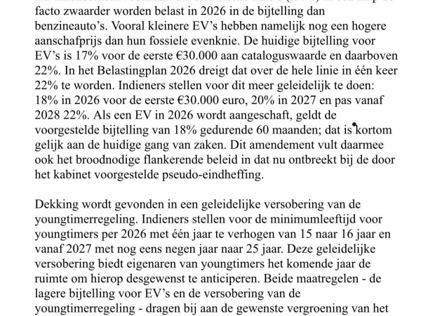 Verrassing! In 2026 toch lage bijtelling elektrische auto, youngtimer de klos!